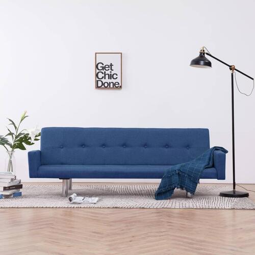 Sovesofa med armlæn blå polyester
