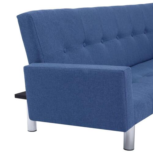 Sovesofa med armlæn blå polyester
