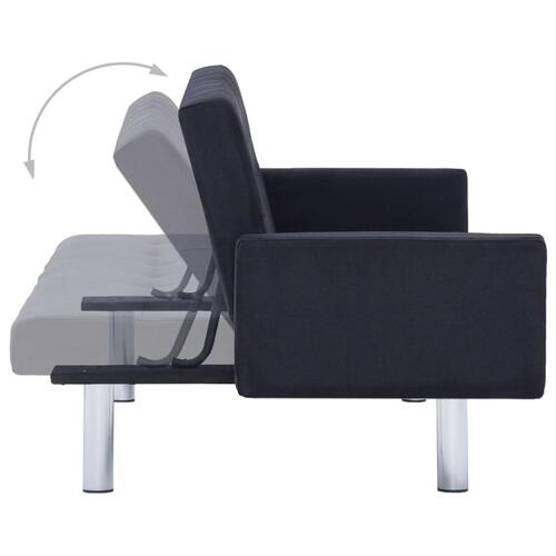 Sovesofa med armlæn sort polyester