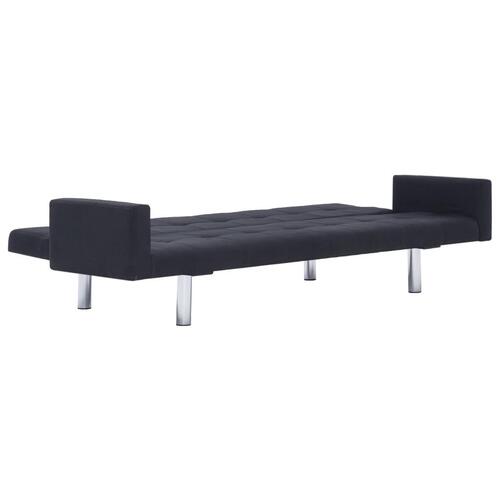 Sovesofa med armlæn sort polyester