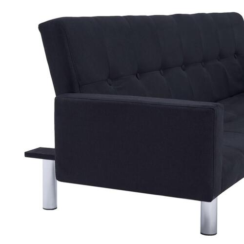 Sovesofa med armlæn sort polyester