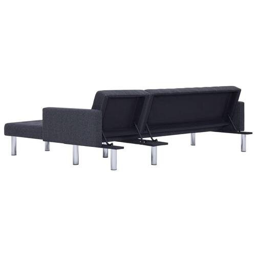 Sovesofa med chaiselong polyester mørkegrå