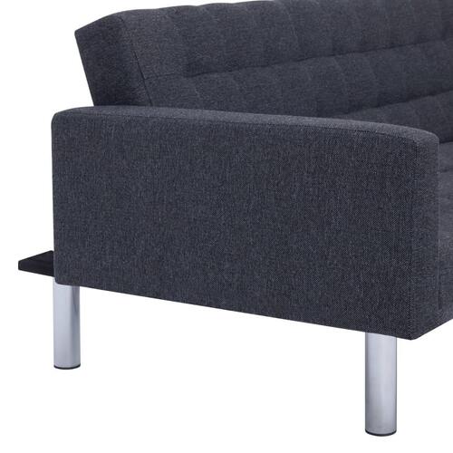 Sovesofa med chaiselong polyester mørkegrå