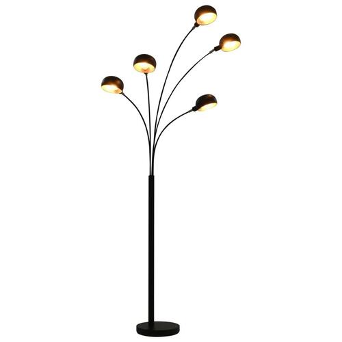 Standerlampe 200 cm 5 x E14 sort og guld