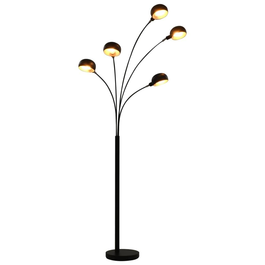 Standerlampe 200 cm 5 x E14 sort og guld