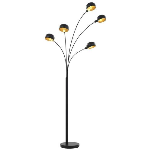 Standerlampe 200 cm 5 x E14 sort og guld