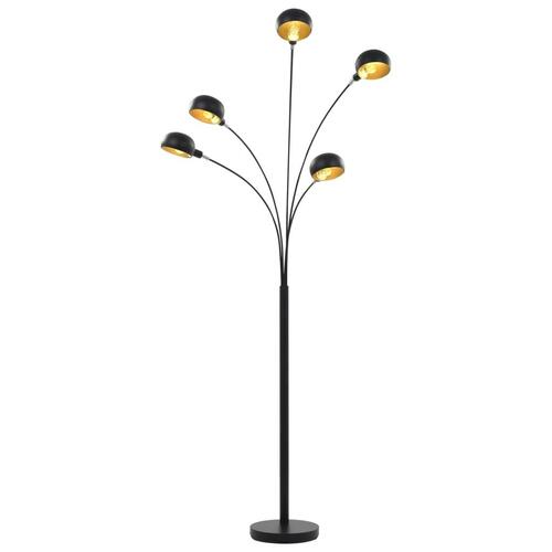 Standerlampe 200 cm 5 x E14 sort og guld