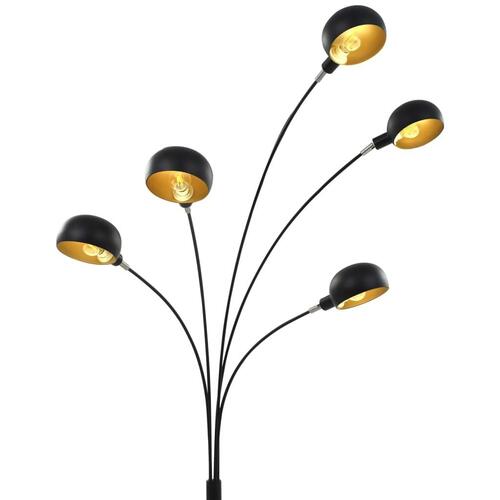 Standerlampe 200 cm 5 x E14 sort og guld