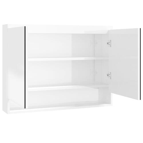 Badeværelsesskab med spejl 80x15x60 cm MDF blank hvid