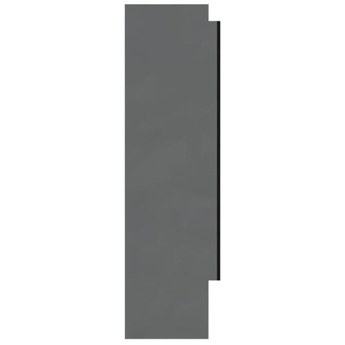 Badeværelsesskab med spejl 80x15x60 cm MDF blank grå