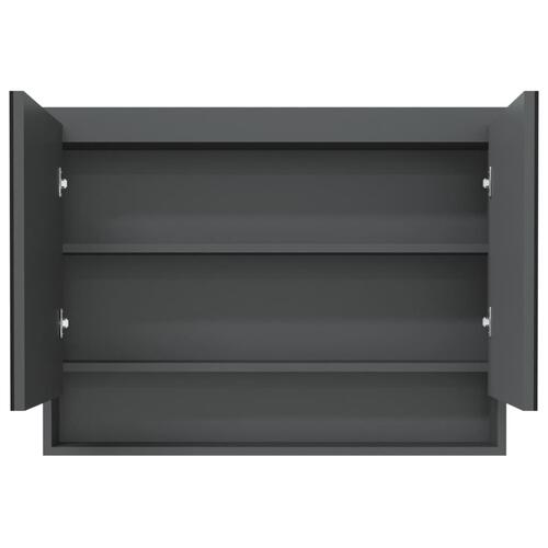 Badeværelsesskab med spejl 80x15x60 cm MDF grå