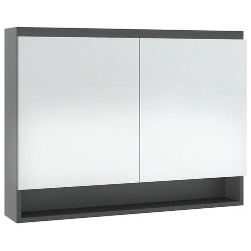 Badeværelsesskab med spejl 80x15x60 cm MDF grå