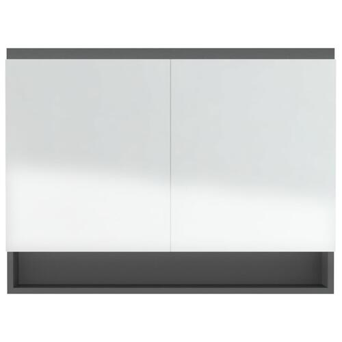 Badeværelsesskab med spejl 80x15x60 cm MDF grå