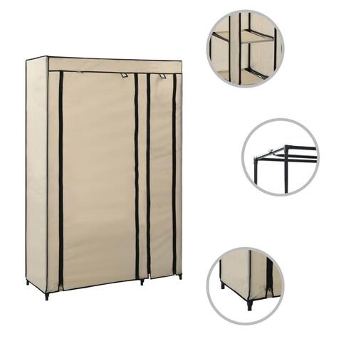 Foldbart klædeskab 110 x 45 x 175 cm stof cremefarvet