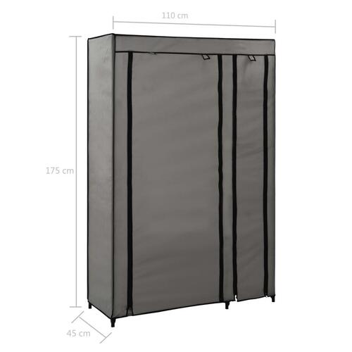 Foldbare klædeskabe 2 stk. 110 x 45 x 175 cm stof grå