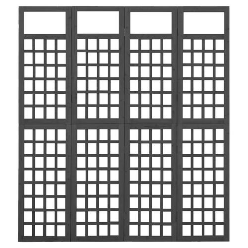 4-panels rumdeler/espalier 161x180 cm massivt grantræ sort