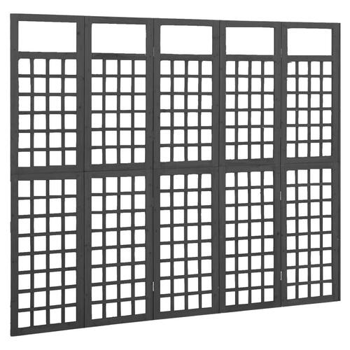 5-panels rumdeler/espalier 201,5x180 cm massivt grantræ sort