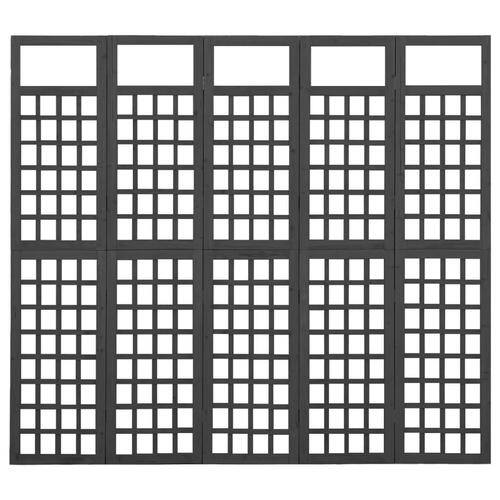 5-panels rumdeler/espalier 201,5x180 cm massivt grantræ sort