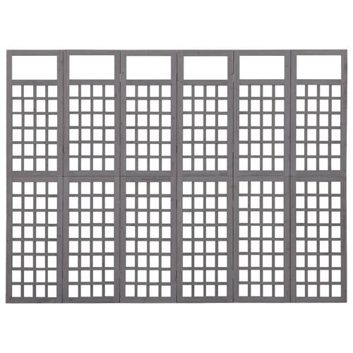 6-panels rumdeler/espalier 242,5x180 cm massivt grantræ grå