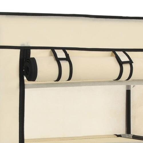 Skoskab med overtræk 58x28x106 cm stof cremefarvet