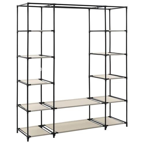 Klædeskab med rum og stænger cremefarvet 150 x 45 x 176 cm stof