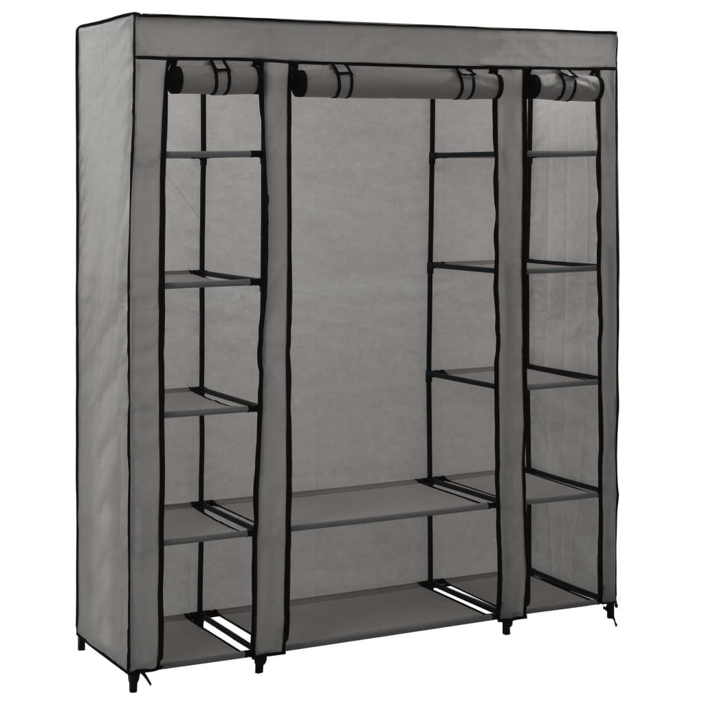 Klædeskab med rum og stænger 150 x 45 x 176 cm stof grå