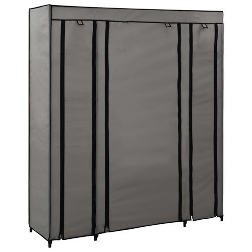Klædeskab med rum og stænger 150 x 45 x 176 cm stof grå