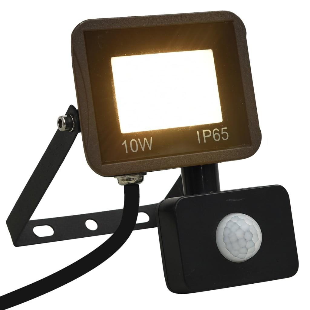 LED-projektør med sensor 10 W varm hvid