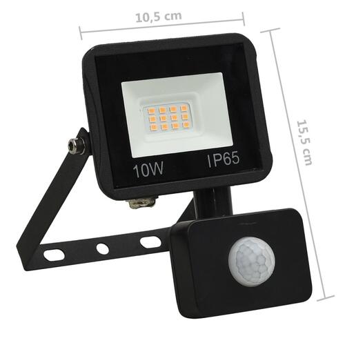 LED-projektør med sensor 10 W varm hvid
