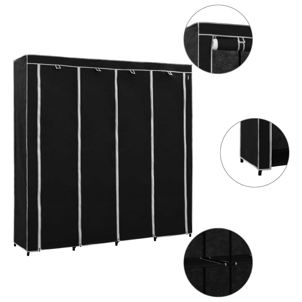 Klædeskab med 4 rum 175 x 45 x 170 cm sort