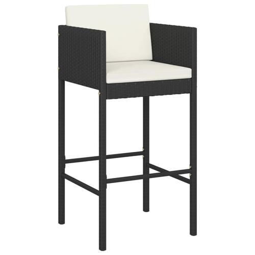 Barstole med hynder 4 stk. polyrattan sort