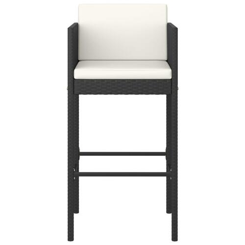 Barstole med hynder 4 stk. polyrattan sort
