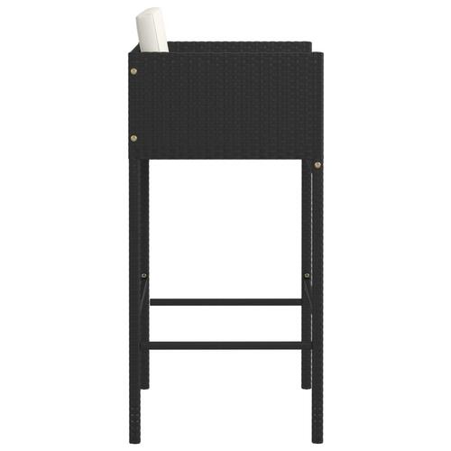 Barstole med hynder 4 stk. polyrattan sort