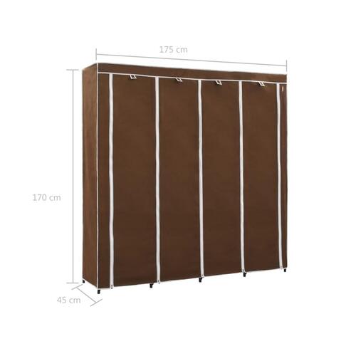 Klædeskab med 4 rum 175 x 45 x 170 cm brun