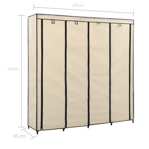 Klædeskab med 4 rum 175x45x170 cm cremefarvet