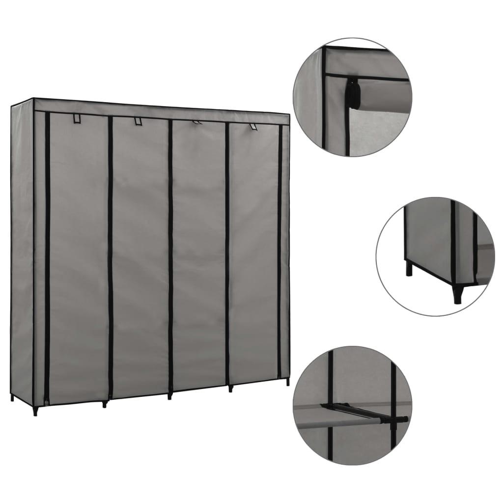 Klædeskab med 4 rum 175 x 45 x 170 cm grå