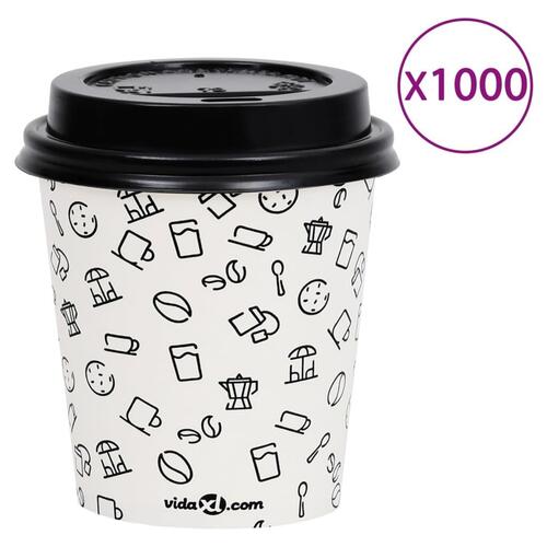 Papkrus med låg 1000 stk. 200 ml hvid og sort