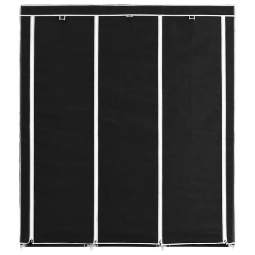 Klædeskab med rum og tøjstænger 150 x 45 x 175 cm stof sort
