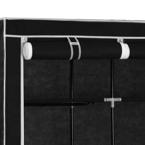 Klædeskab med rum og tøjstænger 150 x 45 x 175 cm stof sort