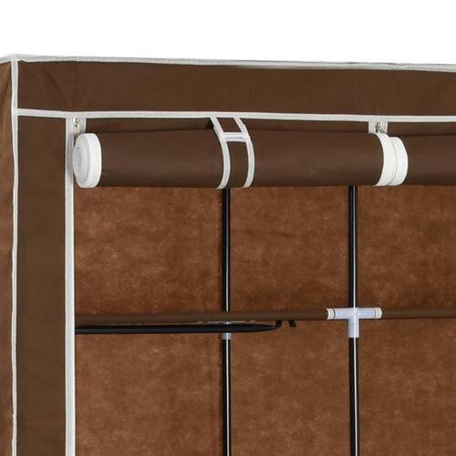 Klædeskab med rum og tøjstang 150 x 45 x 175 cm stof brun