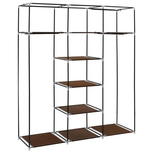 Klædeskab med rum og tøjstang 150 x 45 x 175 cm stof brun