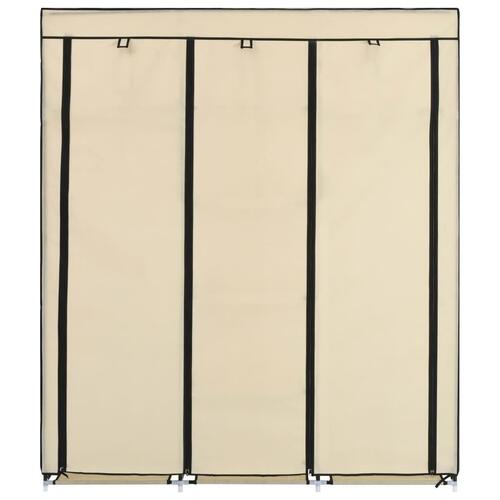 Klædeskab med rum og tøjstænger 150 x 45 x 175 cm stof creme