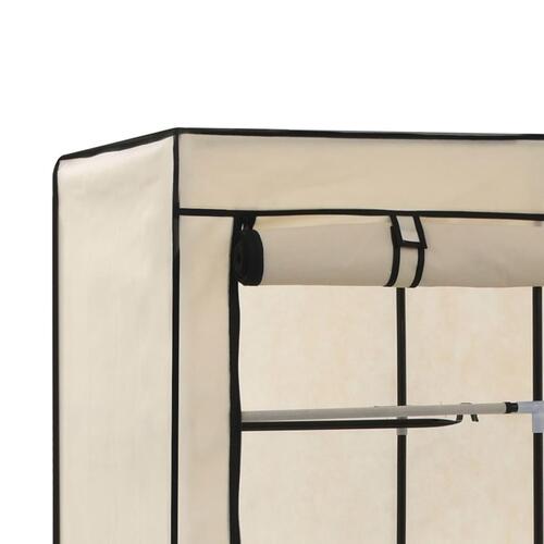 Klædeskab med rum og tøjstænger 150 x 45 x 175 cm stof creme