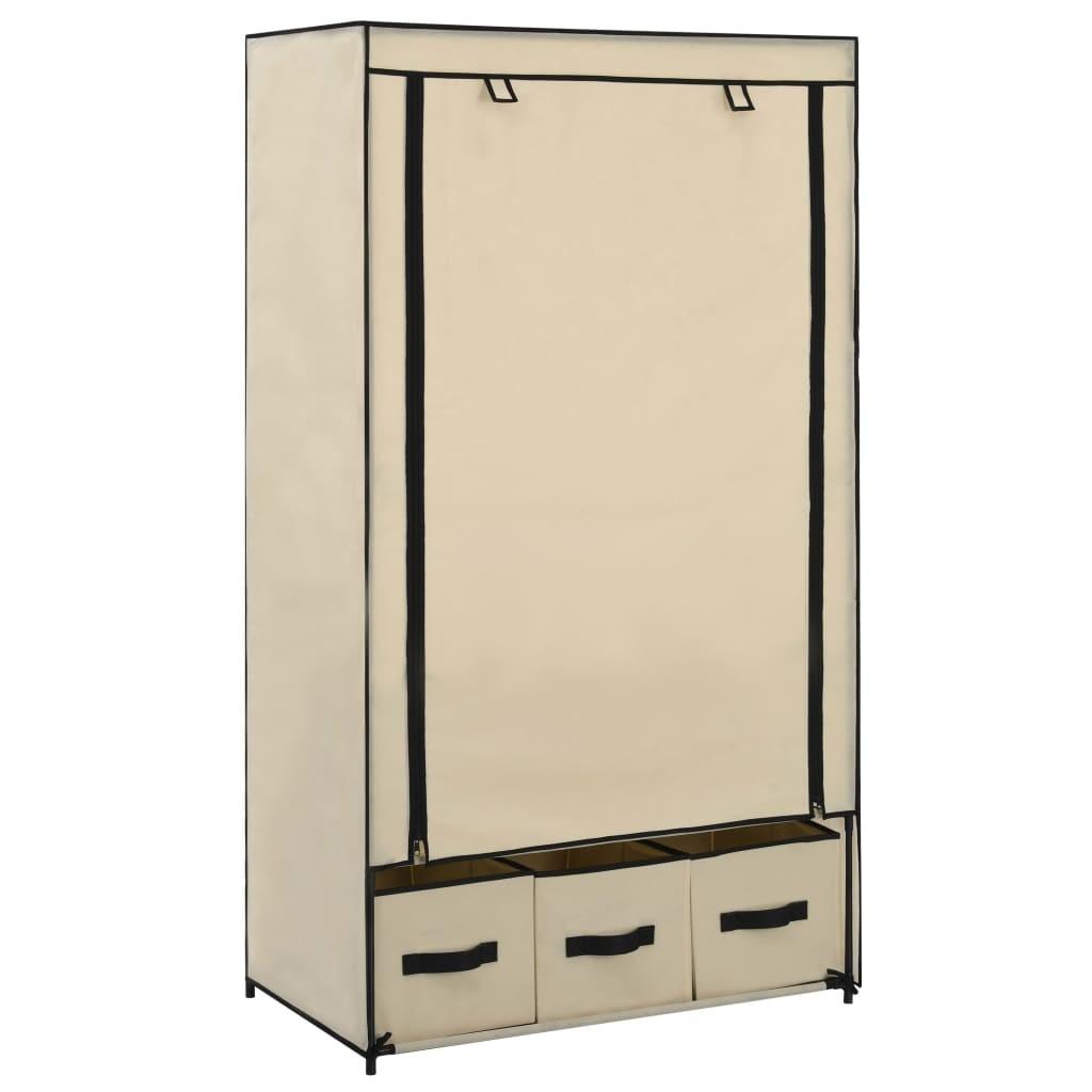 Klædeskab 87 x 49 x 159 cm stof cremefarvet