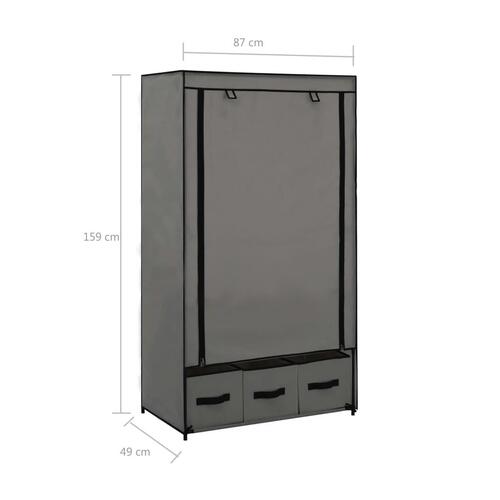 Klædeskab 87 x 49 x 159 cm stof grå