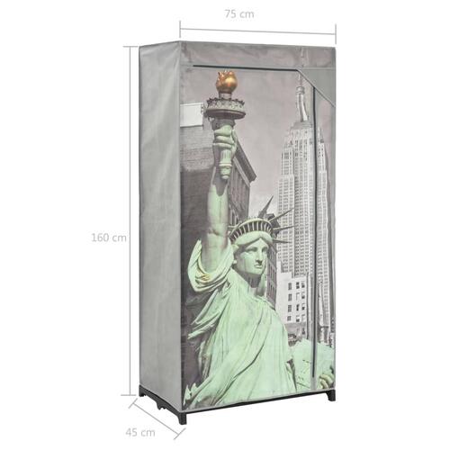 Klædeskab 75 x 45 x 160 cm stof New York-mønster