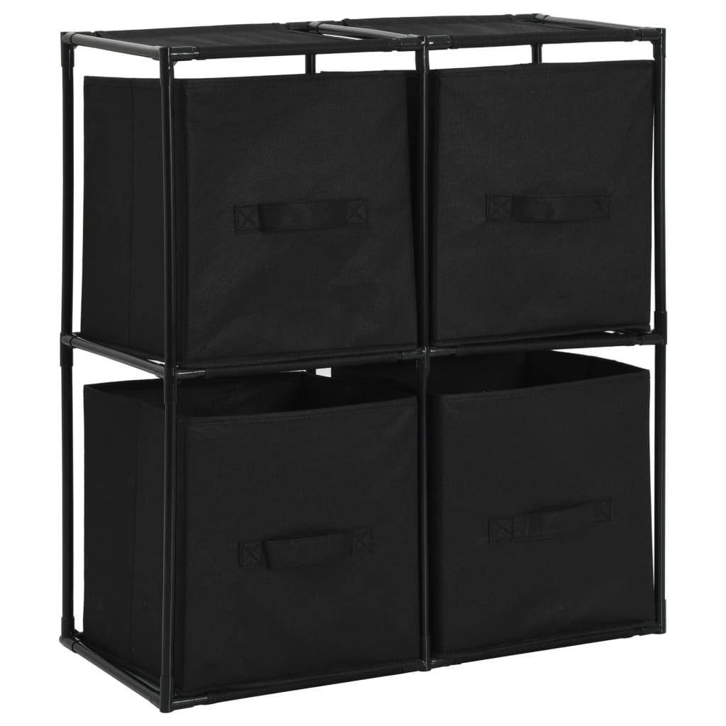 Reol med 4 stofkurve 63x30x71 cm stål sort