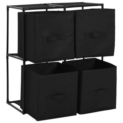 Reol med 4 stofkurve 63x30x71 cm stål sort