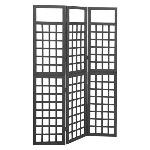 3-panels rumdeler/espalier 121x180 cm massivt grantræ sort
