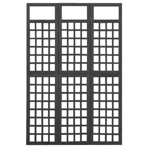 3-panels rumdeler/espalier 121x180 cm massivt grantræ sort